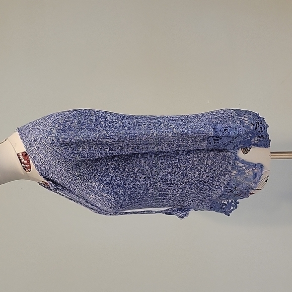 Christopher & Banks blue sweater with lace trim. Size Small 3/4 lenght sleeves - Picture 2 of 7